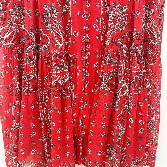 Paisley and Floral Red Sundance Midi Dress Size XL - Picture 3 of 6